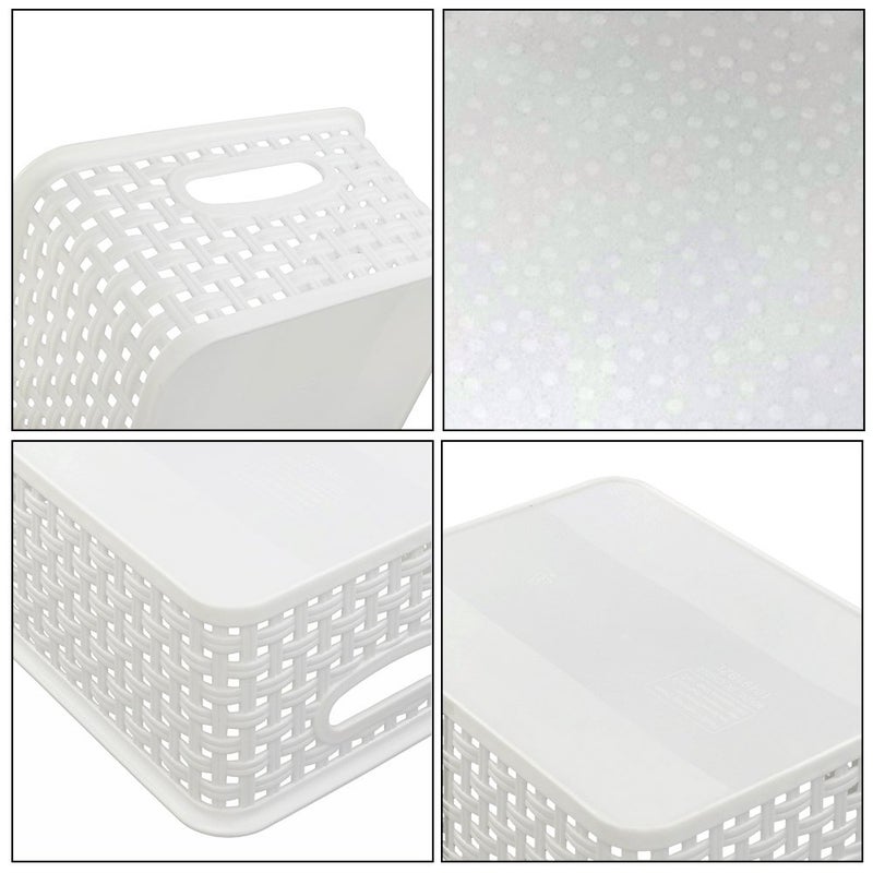 Lesbin White Plastic Weave Baskets, 4-Pack - Image 3